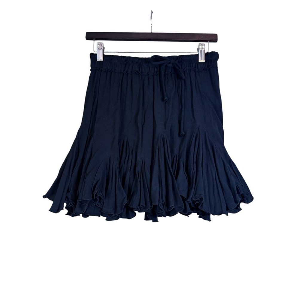 Olivaceous Black Ruffle Mini Skirt